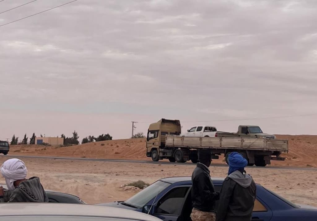 Le véhicule des orpailleurs mauritaniens victimes d’une attaque la semaine dernière retrouvée par les autorités algériennes